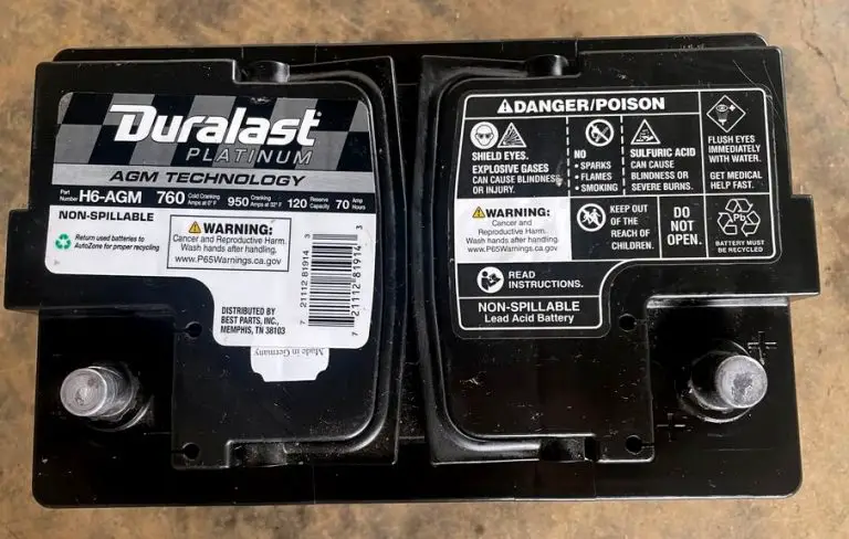 Duralast Platinum H6 AGM Battery - Table Chart